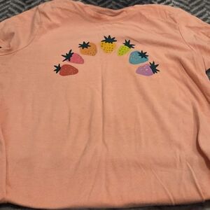 Cat & Jack Peach T-Shirt with Colorful Strawberry Design